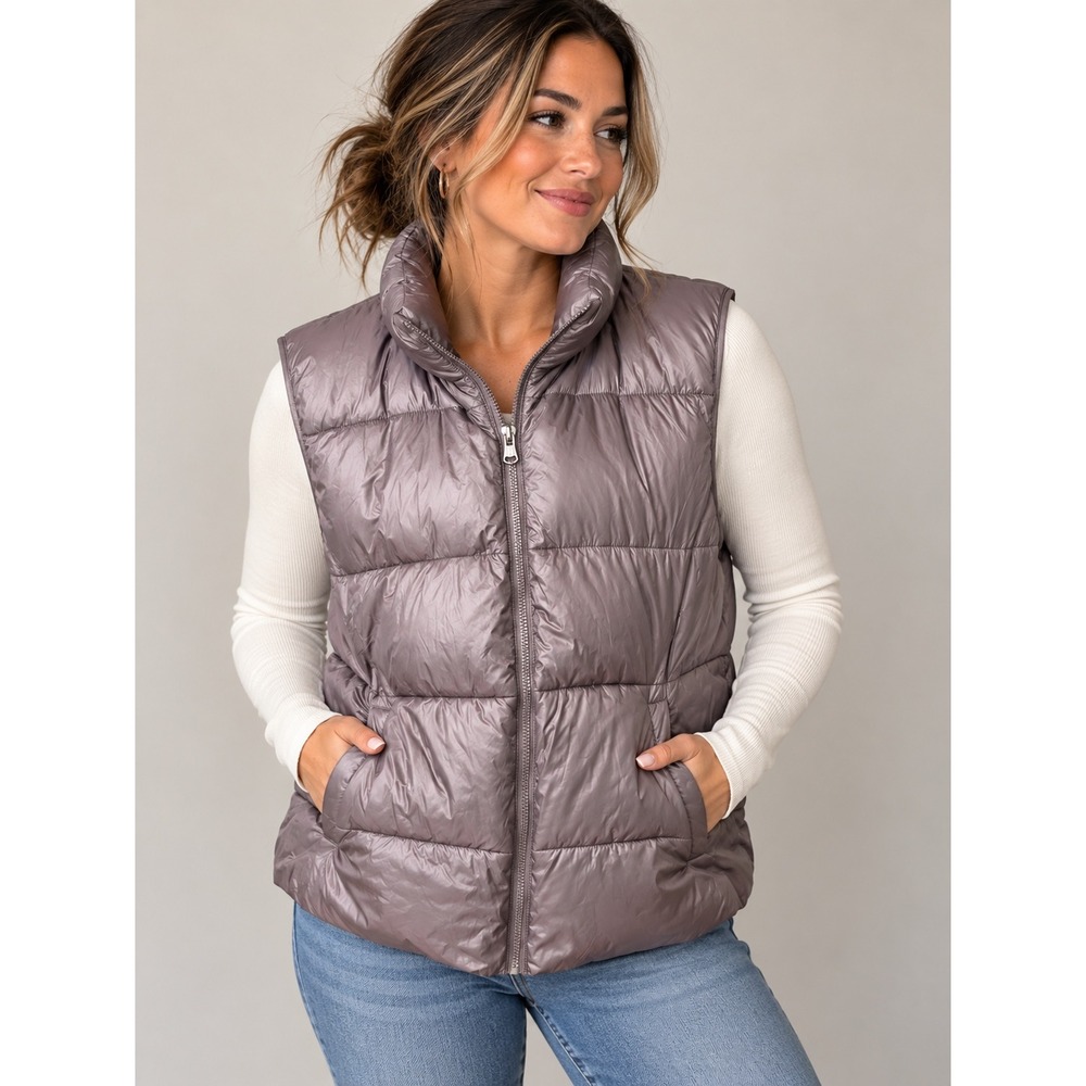 Heatkeep Women's Plus XXL Purple Quilted Packable Puffer Vest Winter Outdoor